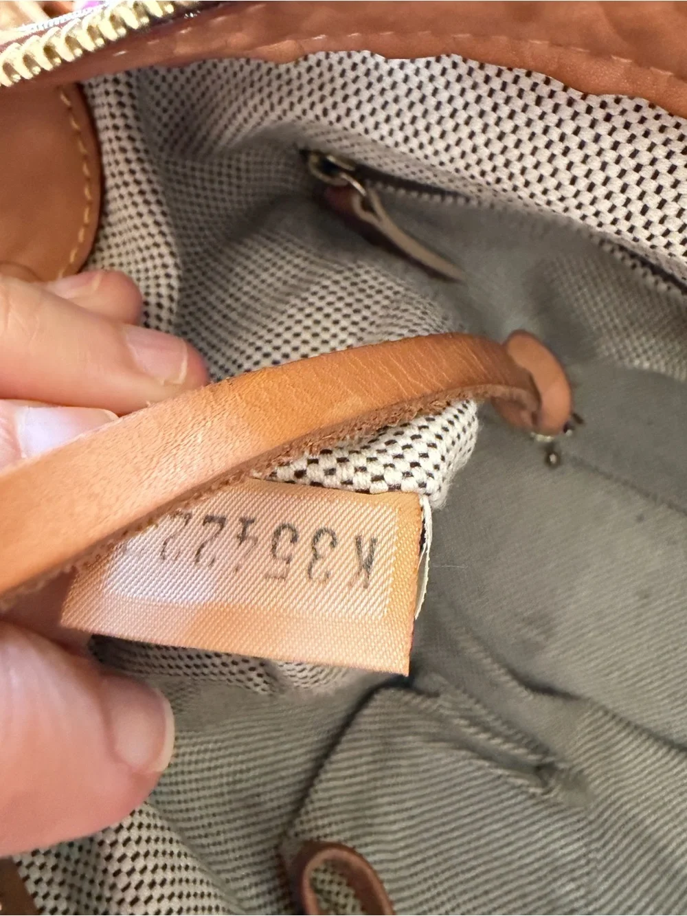 Vintage Dooney & Bourke Blue Monogram Canvas with Brown Leather Trim Satchel